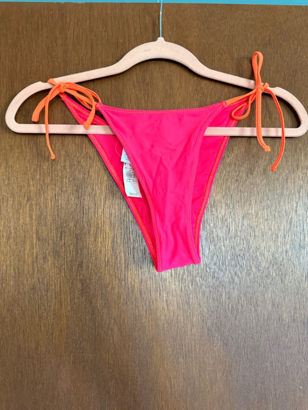aerie Hot Pink Bikini Bottom with Orange Tie Sides